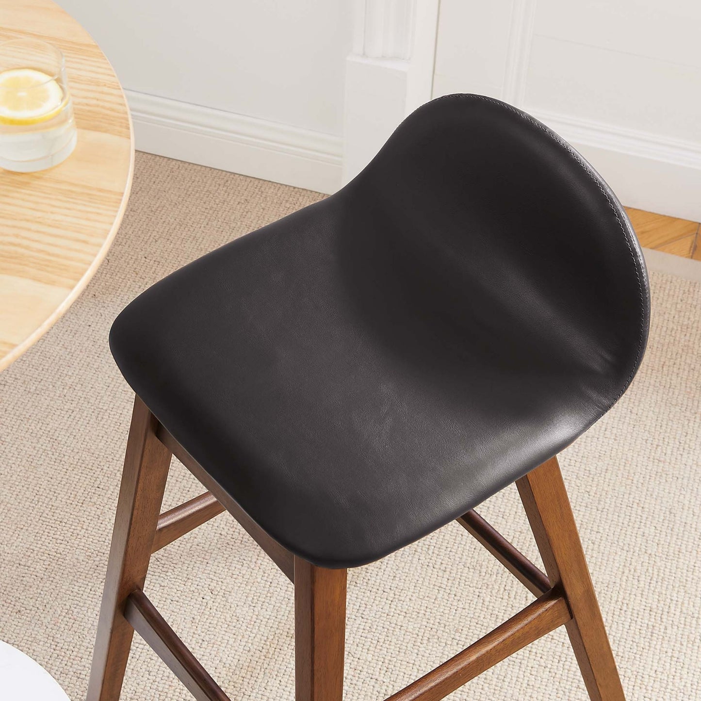 Remy Leather Bar Stool, Black