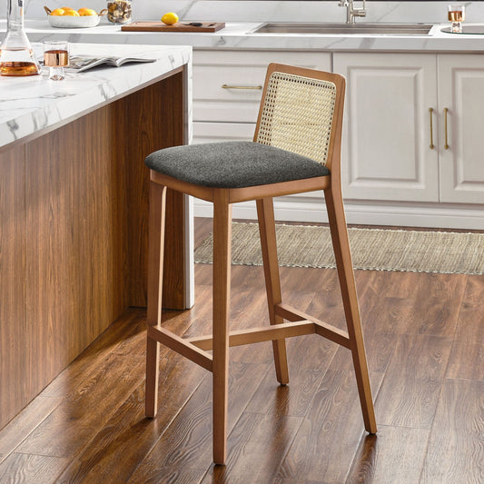 Mona Fabric Bar Stool, Walnut
