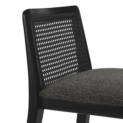 Mona Fabric Bar Stool, Black