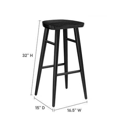 Luca Wooden Bar Stool, Black