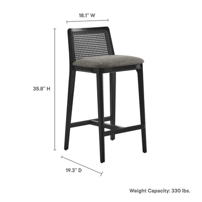 Mona Fabric Counter Stool, Black