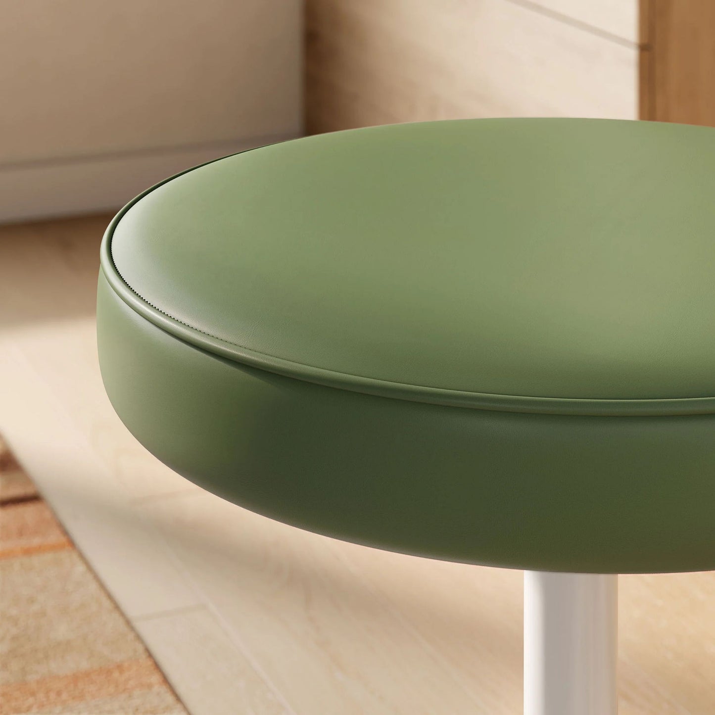 Rose Stool, Green Leather