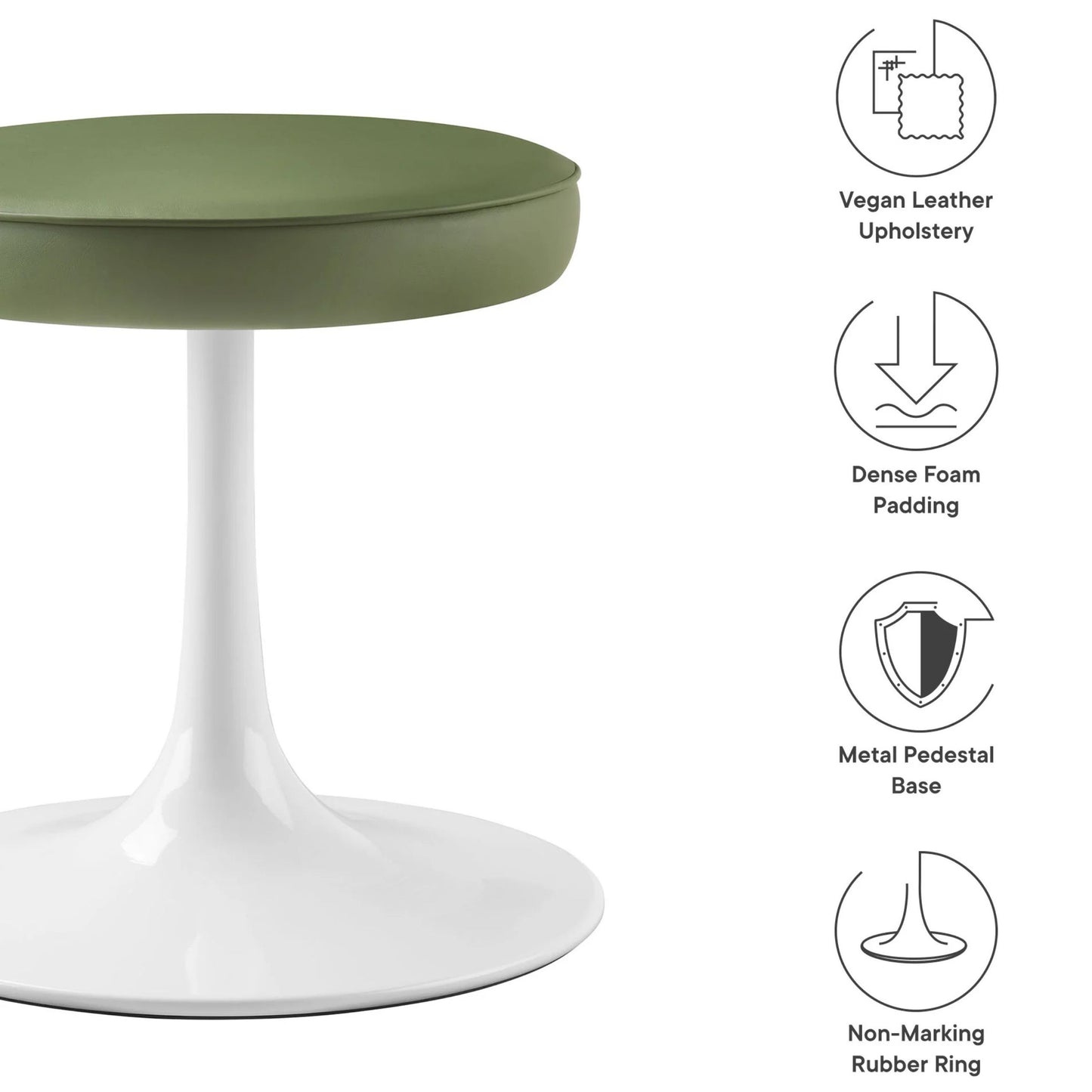 Rose Stool, Green Leather
