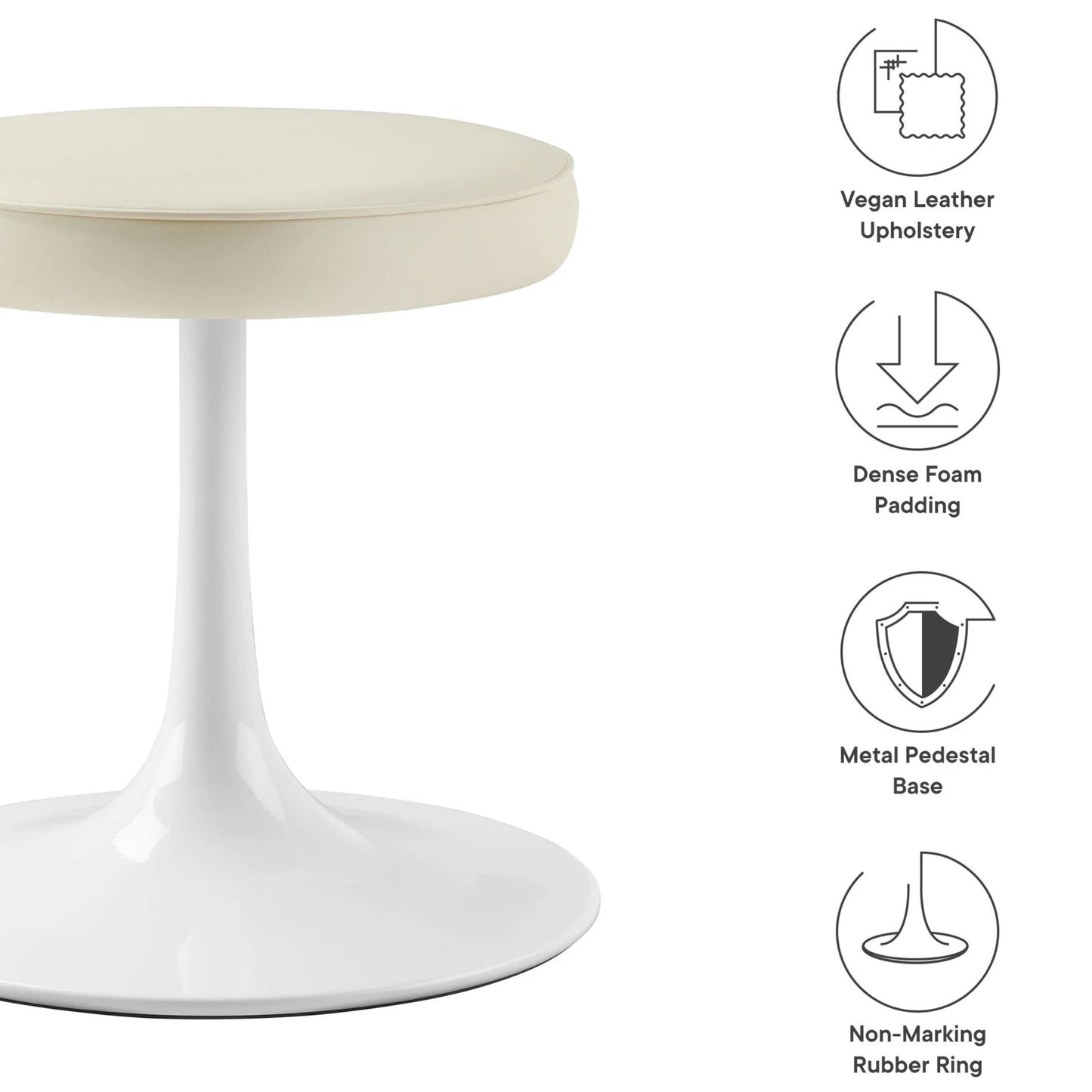 Rose Stool, Beige Leather