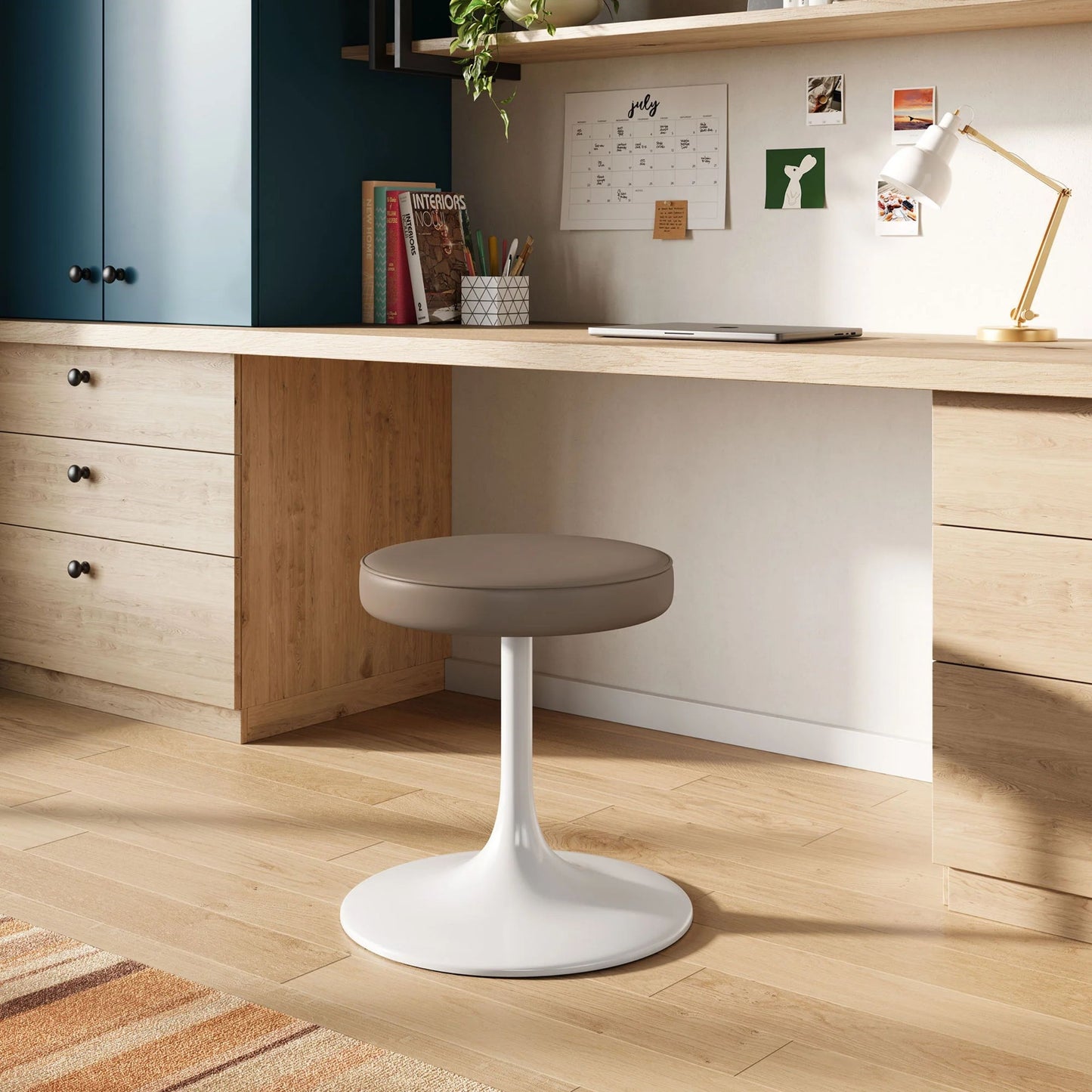 Rose Stool, Brown Leather