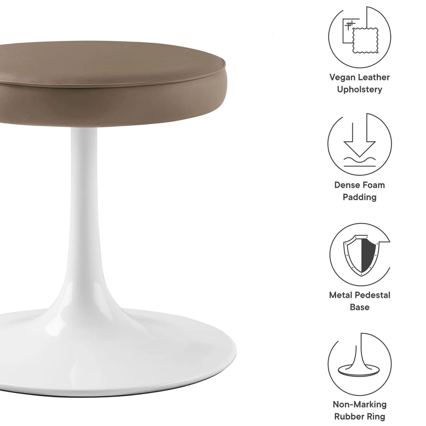 Rose Stool, Brown Leather