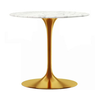 Tulip Marble Dining Table - 32" Round, Gold Base