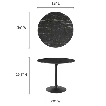 Tulip Marble Dining Table - 36" Round, Black