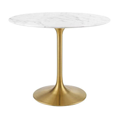 Tulip Marble Dining Table - 36" Round, Gold Base