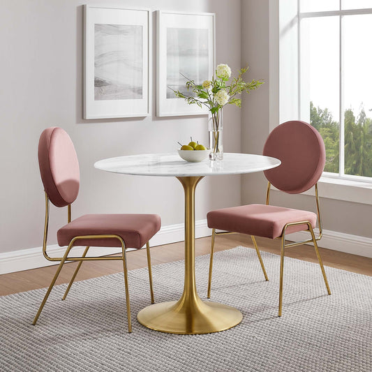 Tulip Marble Dining Table - 36" Round, Gold Base