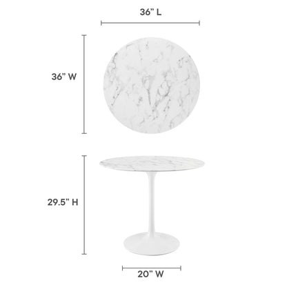 Tulip Marble Dining Table - 36" Round White