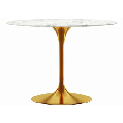Tulip Marble Dining Table - 40" Round, Gold Base