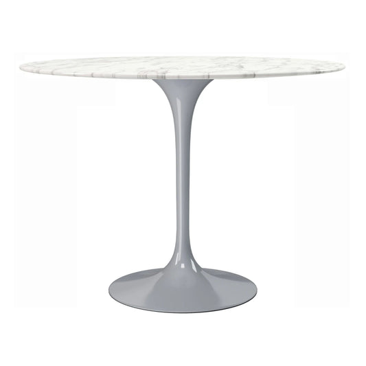 Tulip Marble Dining Table - 40" Round, Gray Base