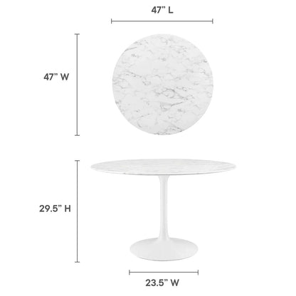 Tulip Marble Dining Table - 48" Round White