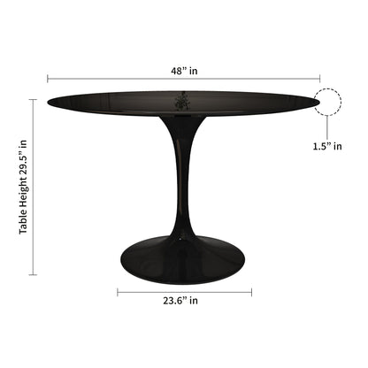 Tulip Fiberglass Dining Table, 48" Round Black