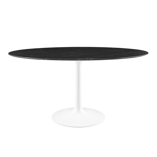 Tulip Marble Dining Table - 60" Round White Base