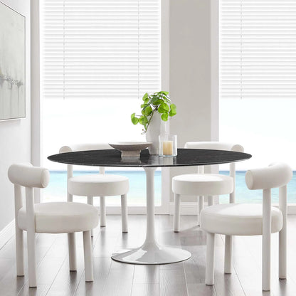 Tulip Marble Dining Table - 60" Round White Base