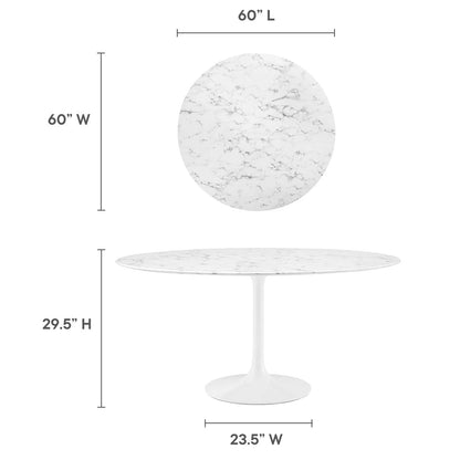 Tulip Marble Dining Table - 60" Round White