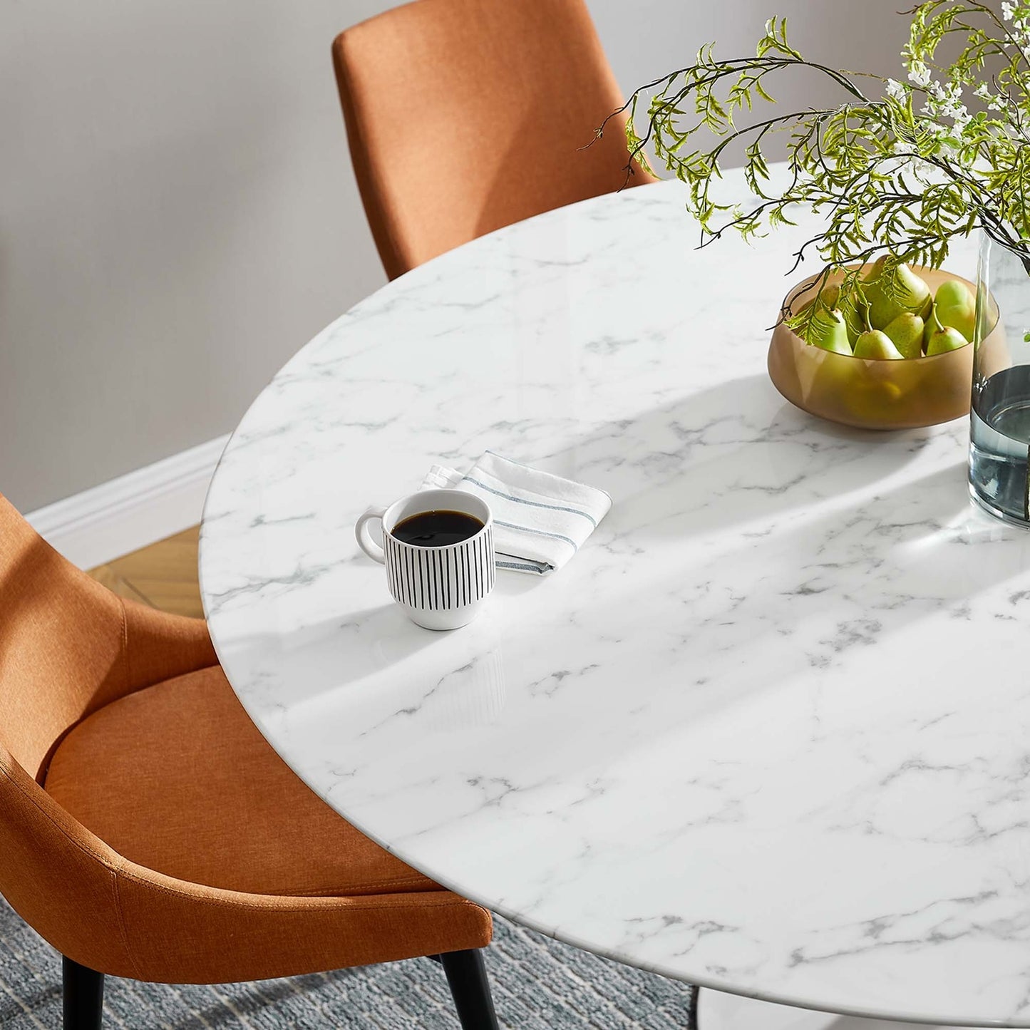 Tulip Marble Dining Table - 60" Round White