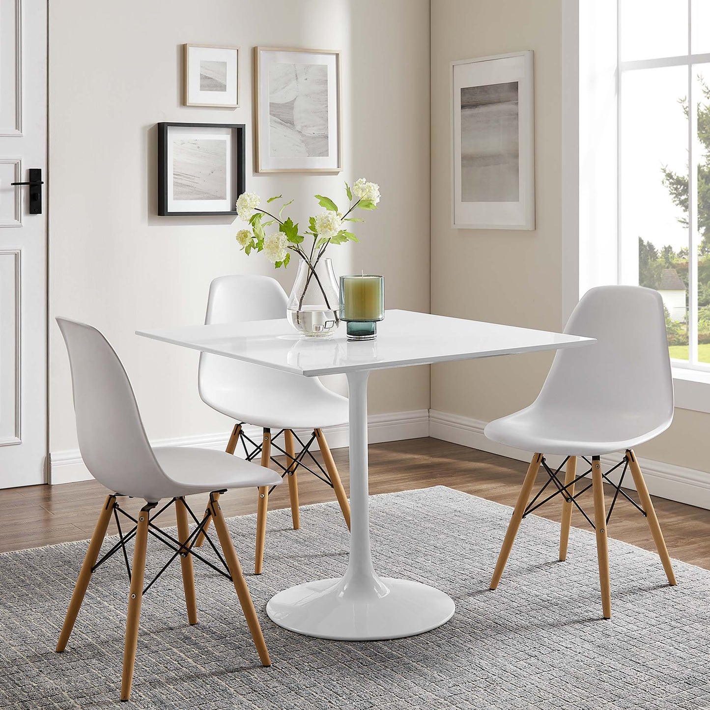 Tulip Dining Table, 32" Square White