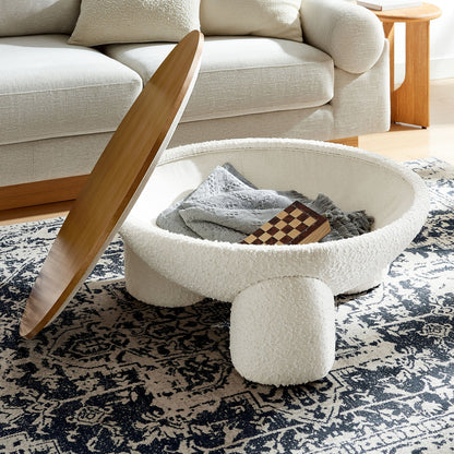 Toby Boucle Coffee Table, Natural Ivory