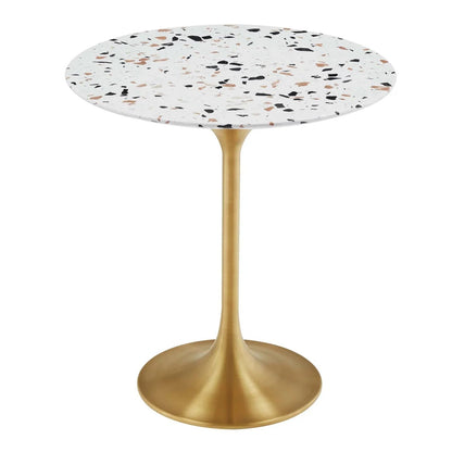 Tulip Marble Side Table - 20" Round, Gold Terrazzo