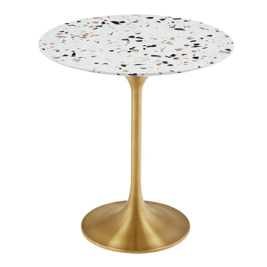 Tulip Marble Side Table - 20" Round, Gold Terrazzo