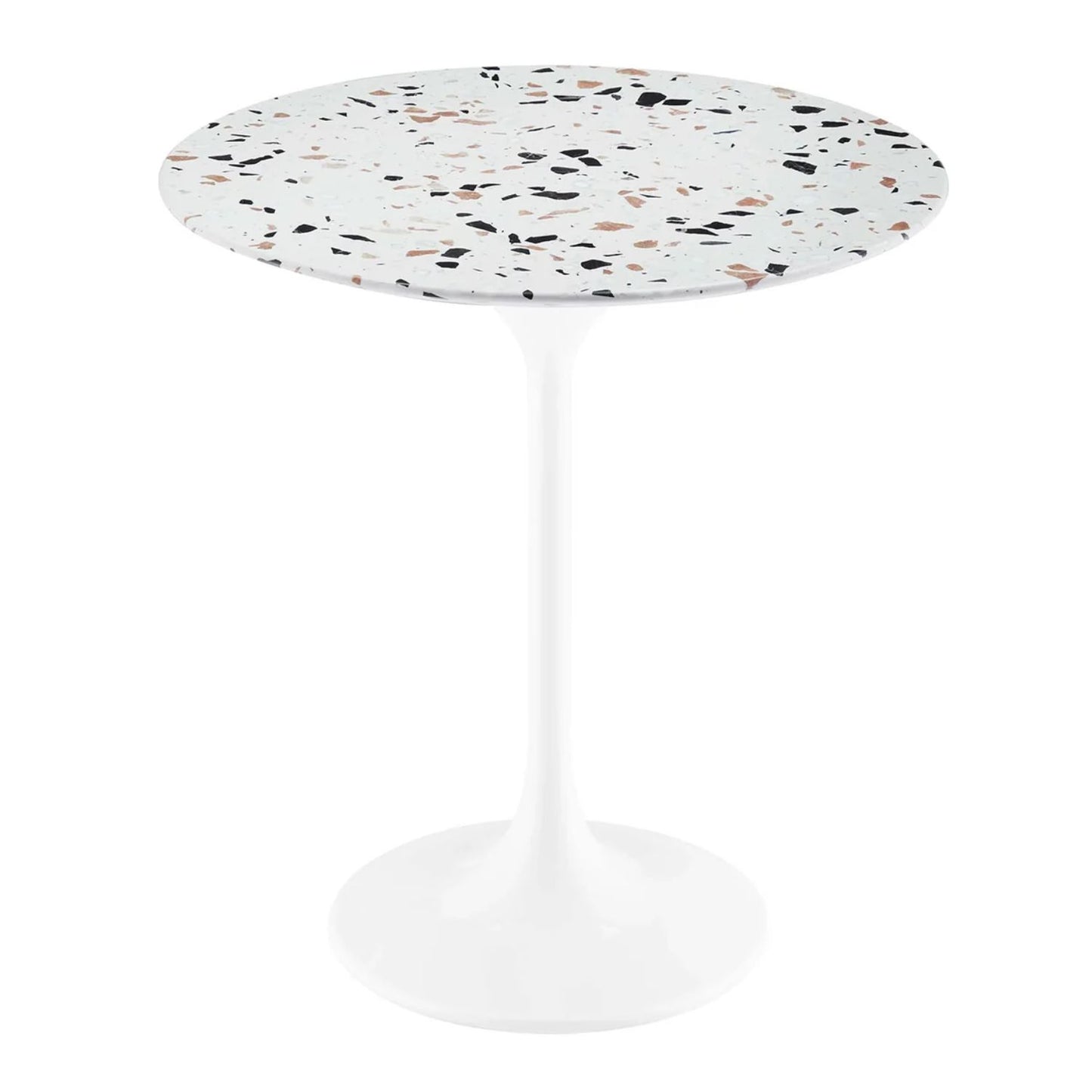 Tulip Marble Side Table - 20" Round, White Terrazzo