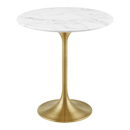 Tulip Marble Side Table - 20" Round, Gold Base