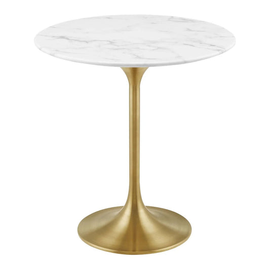 Tulip Marble Side Table - 20" Round, Gold Base