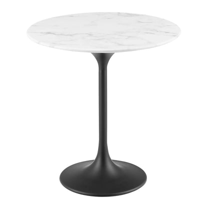 Tulip Marble Side Table - 20" Round, Black Base