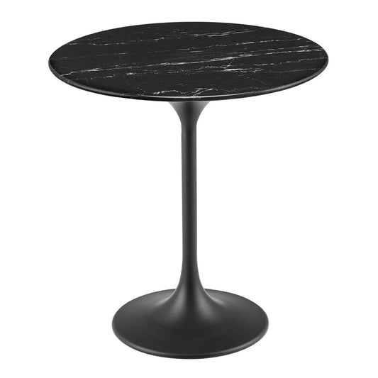 Tulip Marble Side Table - 20" Round, Black