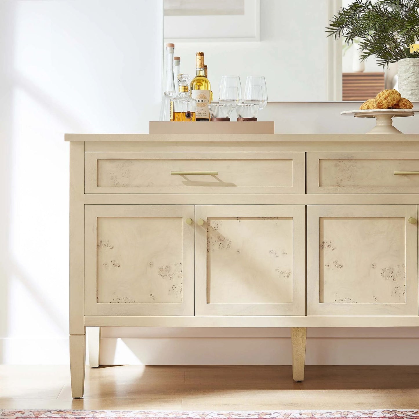 Bogota 62" Sideboard, Bleached Burl