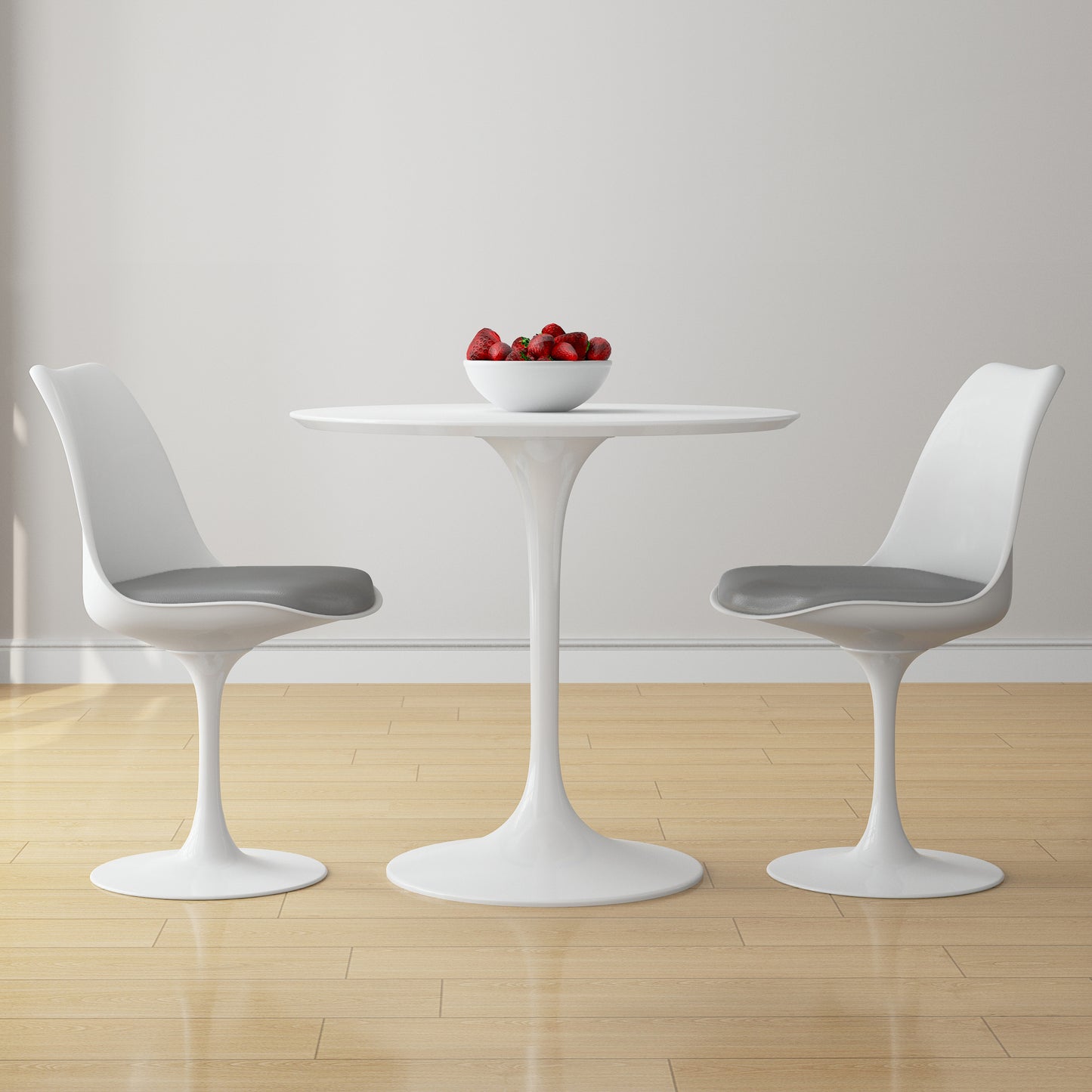 Tulip 32" Fiberglass Dining Table & Chairs Set, Gray
