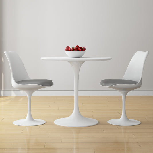 Tulip 32" Fiberglass Dining Table & Chairs Set, Gray