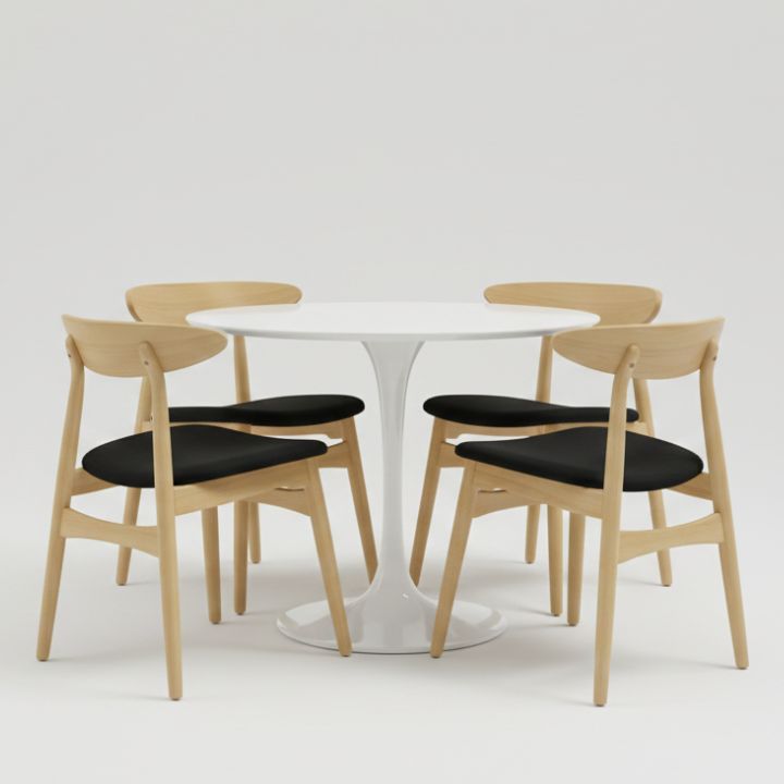 Tulip 36" Fiberglass Dining Table & Lulu Chairs Set