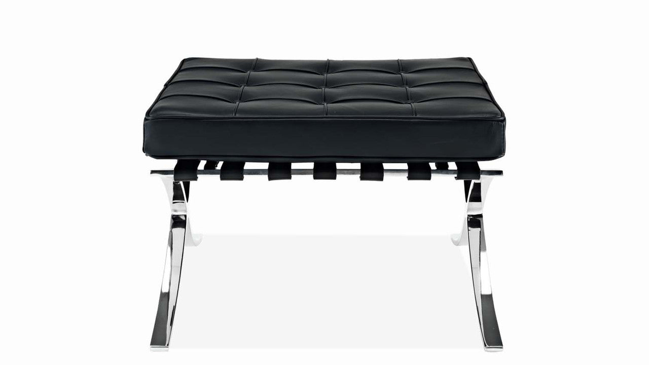 Pavilion Chair With Stool,Black Leather