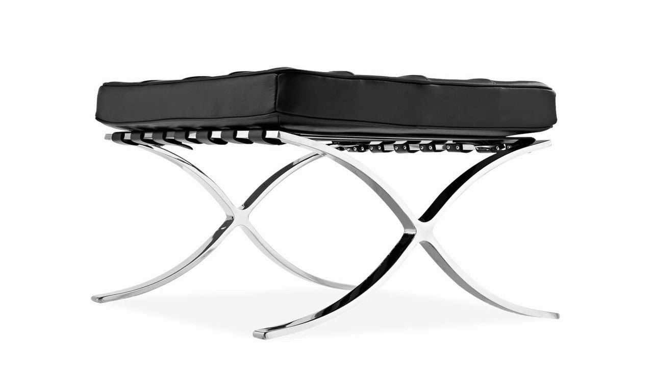 Pavilion Chair With Stool,Black Leather