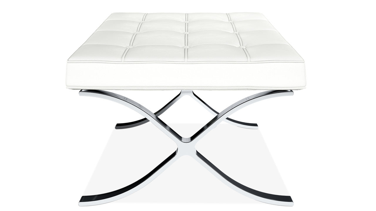 Pavilion Chair With Stool,White Leather