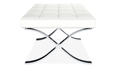 Pavilion Chair With Stool,White Leather